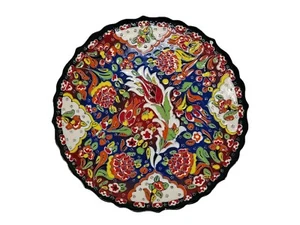 10" Turkish Polychrome Hand Painted Ceramic Plate Floral Pattern Handmade Plate - Picture 1 of 4