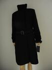 PELLE Studio by Wilson Coat size Large black Wool blend Belt faux fur trim NWT