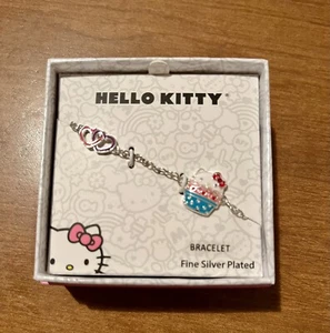 Sanrio Hello Kitty Silver Plated Cupcake Station Bracelet - Picture 1 of 3