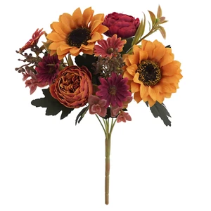 1/4x Kunst Sonnenblumen Pfingstrose Seidenblumen Herbst Deko Strauß Sommer - Bild 1 von 18
