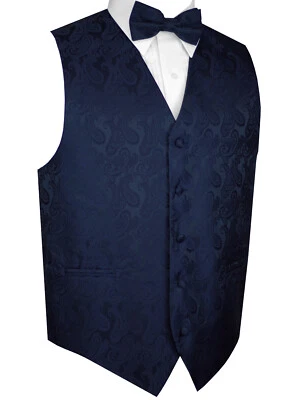 Men's Paisley Formal Tuxedo Vest, Bow-Tie, Hankie Wedding Prom Cruise Homecoming - Image 1 of 2