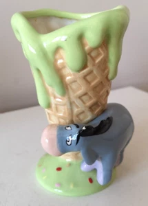DISNEY Winnie the Pooh EEYORE Ceramic Ice Cream Cornet Vase Height 6 inches - Picture 1 of 6