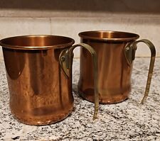 Set of 2 Vintage Copper Craft Guild? 3.5"  Moscow Mule Mugs Cups Brass Handle
