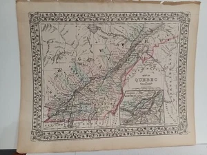 1873 Mitchell's Map Of Quebec counties Authentic Hand-colored Antique Montreal - Picture 1 of 8