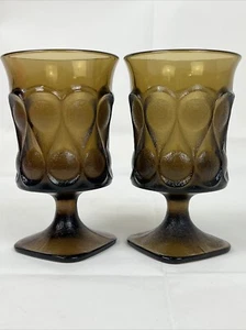 Set 2 70s Mod Noritake Spotlight Brown Amber Iced Tea Goblet Glasses 6 1/2" VTG - Imagen 1 de 6