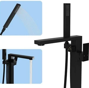 Bathtub Filler Freestanding BLACK Tub Floor Mount Tub Faucet Single Handle 6gpm - Picture 1 of 4