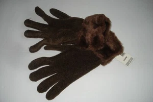 Guantes de mujer talla única ribete de piel sintética disponibles: gris y marrón Covington nuevos - Imagen 1 de 4