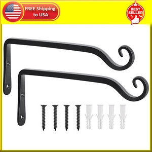 2 Pack 10 Inch Plant Hangers Outdoor Metal Hanging Plant Bracket Bird Feeder Wal - Picture 1 of 7