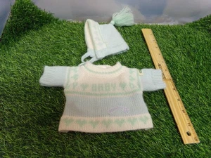 CABBAGE PATCH KIDS BEAN BOTTOM BABIES BLUE TOP AND HAT KNIT VINTAGE - Picture 1 of 2