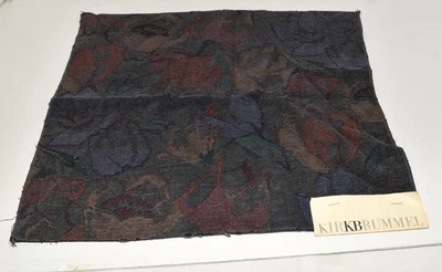 Vintage Kirk Brummel Purple Floral Thick Upholstery Fabric Remnant 15" x 17" - Image 1 of 4