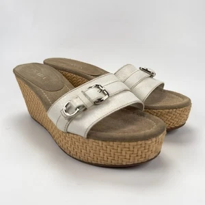 Vintage PRADA weiße Slipper gewebtes Stroh Keilabsatz Sandalen Größe 38,5 oder US 8,5  - Bild 1 von 10