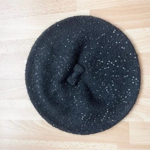 Kate Spade schwarz Allover Pailletten Baskenmütze Alpaka Mischung - Bild 1 von 6