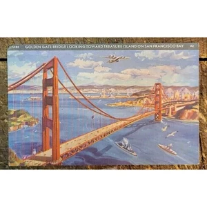 Golden Gate Bridge - 1939 Golden Gate International Expo - 1930-1945 Cartolina - Foto 1 di 2
