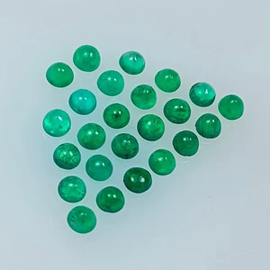 4.84 CT - Natural 24 Zambian Emerald Round Set Cabochon Good Luster Gem - 9609 - Picture 1 of 2