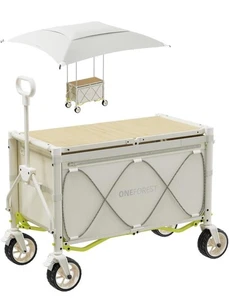 ONEFOREST Collapsible Wagon Cart with Canopy Tent Portable Large Capacity Beige - Picture 1 of 7