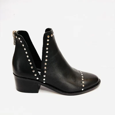 Bota de tornozelo Steve Madden Conspire couro cravejado preta tamanho 6.5 - Imagem 1 de 4