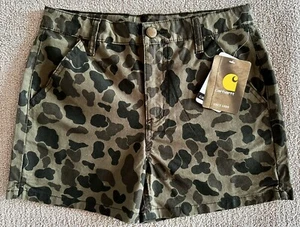 NWT - Carhartt Girls Duck Camo Shorts - Size 14 - Stretch Fit - 308 - Picture 1 of 9