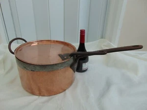 Georgian copper lidded saucepan 7kg large 31cm antique - Picture 1 of 10