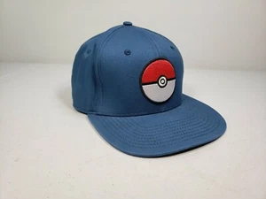 Pokemon Ball breite Krempe blau bestickt Druckknopflasche Mütze Kappe Einheitsgröße Spiel Freak 2016 - Bild 1 von 12