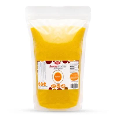 HOPSER FUNFOOD Premium Popcorn Vanille Zucker im 1 kg Beutel – Wiederverschließbarer Zuckermix