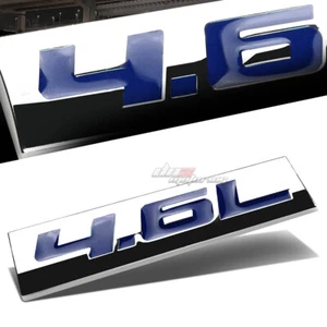 ALUMINUM STICK ON POLISHED CHROME BLUE 4.6L 4.6 L DECAL EMBLEM TRIM BADGE LOGO - Foto 1 di 3