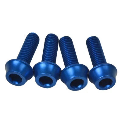 4 OMNI Racer WORLDS LIGHTEST Bicycle Bottle Cage Bolts Bolt Set: M5x15mm BLUE - Image 1 of 3