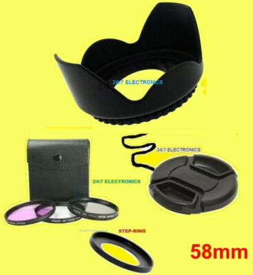 FILTER KIT+ADAPTER+CAP 58mm To CAMERA SONY Alpha NEX-5 NEX-5T 5TL 5R 5N /18-55mm - Image 1 of 4
