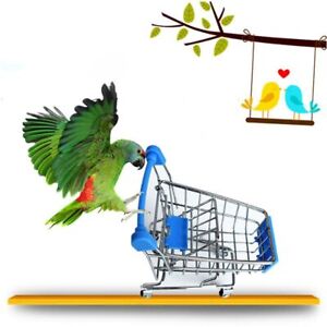 Desk Storage Box Mini Shopping Cart For Bird Pet Parrot Toy Metal Trolley