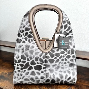 Steve Harvey Handbag Purse Leopard Cheetah Print Faux Leather Gold Hardware New! - Picture 1 of 15