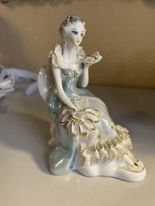 Vecchia statuina porcellana sovietica vintage signora raro timbro decorazione originale scultura arte - Foto 1 di 5