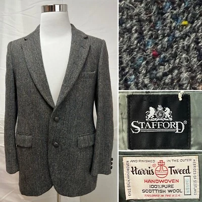Stafford Harris Tweed Vintage 39S Flecked Herringbone Elbow Patch Blazer Jacket - Image 1 of 4