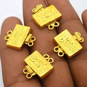 5 PCS 19X17X4MM SOLID COPPER BALI BOX CLASP 2 STRAND 18K GOLD PLATED 399 - Picture 1 of 3