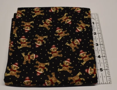 24" x 43" WINDHAM FABRICS paper doll christmas # 30867 BROWN TEDDY BEAR red hat - Image 1 of 2