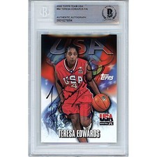Teresa Edwards USWNT Autographed 2000 Topps Team USA Card Beckett Authentic Slab