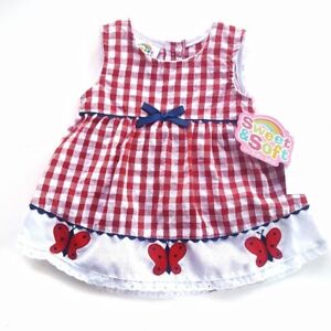 Gingham Dress NEW  Girls Butterfly     size 3-6m Red White  Baby  