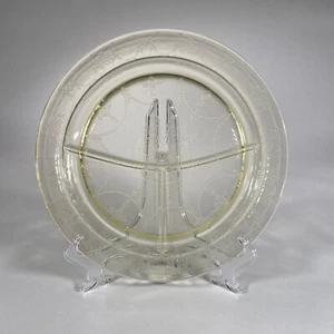 VINTAGE ANKER HOCKING CAMEO BALLERINA GELB VERTIEFUNG GLAS GRILLPLATTE - Bild 1 von 7