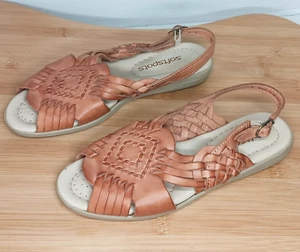 Sandali Softspots Tela donna 5,5 pelle naturale marrone sling back comodi imbottiti - Foto 1 di 10