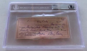 Bing Crosby autografo firmato 1950 assegno Beckett certificato e slabbrato #1 - Foto 1 di 4