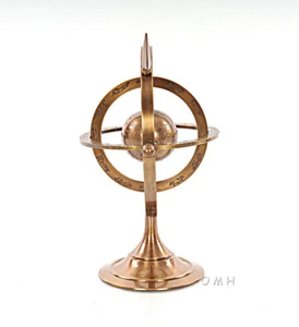 Solid Brass Armillary Dial Sphere 8" World Globe Desk Top Table Nautical Decor - Picture 1 of 6