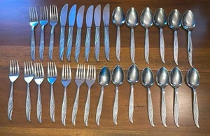 VTG Castle Court Roseglow Flatware Lot Of 29 Stainless Steel Japan Flower Vine - Picture 1 of 19