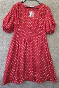 Madewell Sophia Mini Abito Bandana Fiore Rosso Primaverile Bottoni Donna XS #34 - Foto 1 di 15