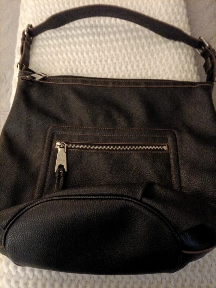 Bolso de hombro Dana Buchman / cuero negro  Foto 1 de 4