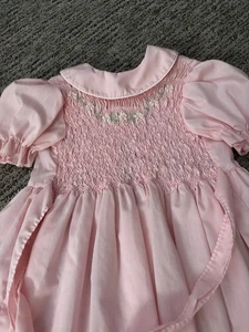 Vintage Poly Flinders gesmoktes kleines Mädchen Kleid rosa pastell Größe 6X - Bild 1 von 2
