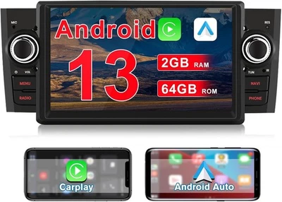 Autoradio Android 13 Fiat Grande Punto 2005 2012 7" 2+64GB CarPlay 1 Din 2+64GB - Immagine 1 di 4