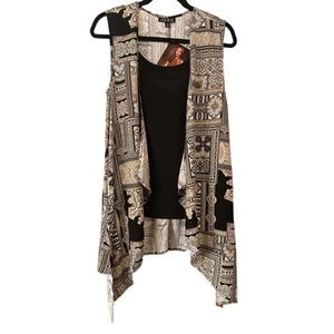 IMAN Women's Tank Top w/ Sleeveless Open Front Paisley Vest Sz XS Multicolor NWT - Picture 1 of 7