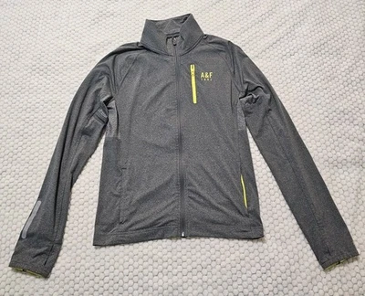 Sudadera con capucha Abercrombie & Fitch Active para mujer gris y amarillo cremallera completa talla S Foto 1 de 4