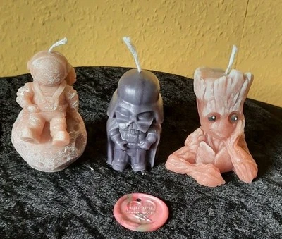 Kerzen Set Motiv Alien, Mondfahrt, Groot, Darth Vader, Raumfahrt, Sterne - Bild 1 von 4