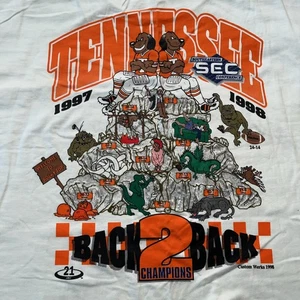 Vintage Tennessee Volunteers Shirt Mens XL White NCAA Football Back 2 Back 90s - Picture 1 of 12