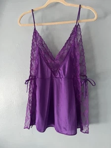 Vintage Made in California Purple Lingerie Top Size M Laced - Picture 1 of 9