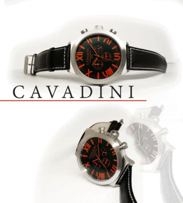 Reloj Aviador Cavadini Ravenna CV-1025 XXL 2 1/16 pulgadas Cronógrafo Números Rojos Foto 1 de 2
